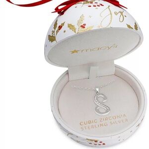 Giani Bernini Ornament Box with silver Cubic Zirconia S Initial Pendant Necklace